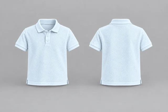 Cool White Kids Short Sleeves honeycomb polo