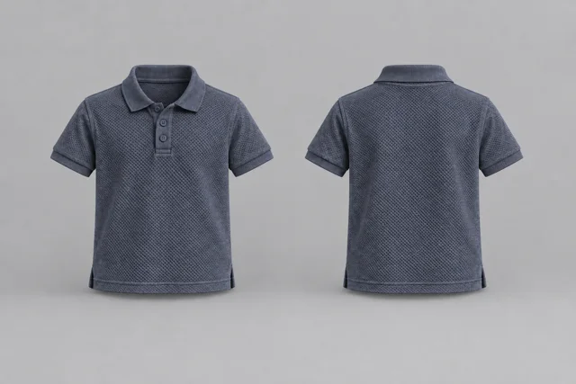 Charcoal Heather Kids Short Sleeves honeycomb polo