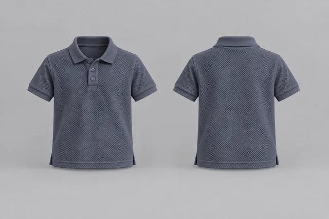 Slate Grey Kids Short Sleeves honeycomb polo