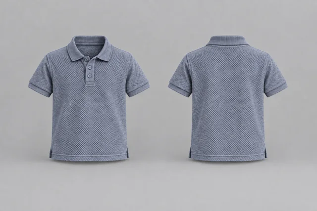 Mid Grey Heather Kids Short Sleeves honeycomb polo