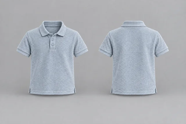 Light Grey Heather Kids Short Sleeves honeycomb polo