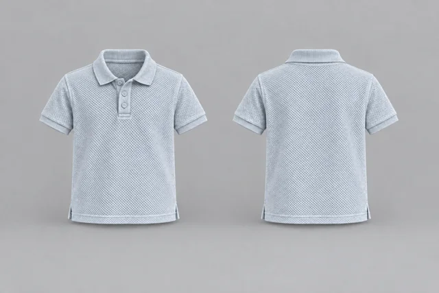 Silver Heather Kids Short Sleeves honeycomb polo