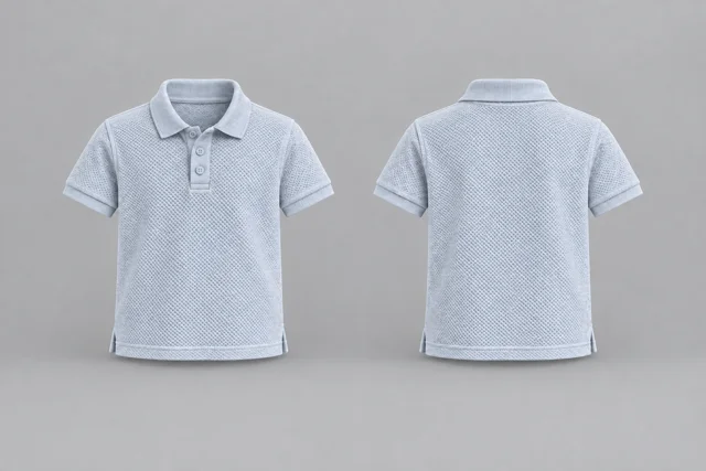 Pale Silver Heather Kids Short Sleeves honeycomb polo