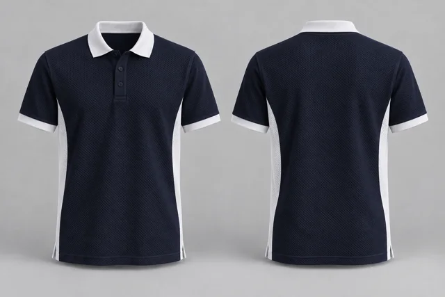 Navy Blue / White Two Colour honeycomb polo