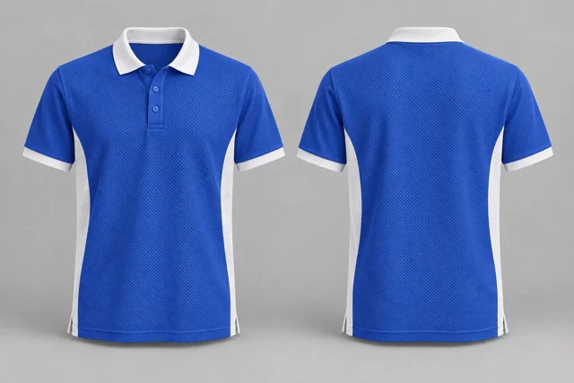 Royal Blue / White Two Colour honeycomb polo