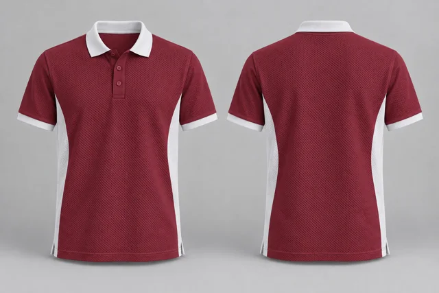 Maroon / White Two Colour honeycomb polo