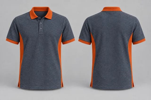 Charcoal Heather / Orange Two Colour honeycomb polo