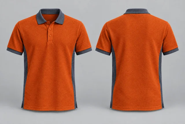 Orange / Charcoal Heather Two Colour honeycomb polo