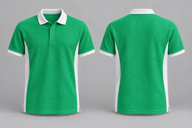 Emirates Green / White Two Colour honeycomb polo