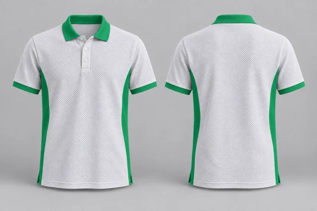 White / Emirates Green Two Colour honeycomb polo