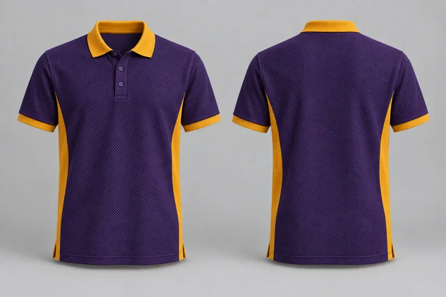 Deep Purple / Golden Yellow Two Colour honeycomb polo