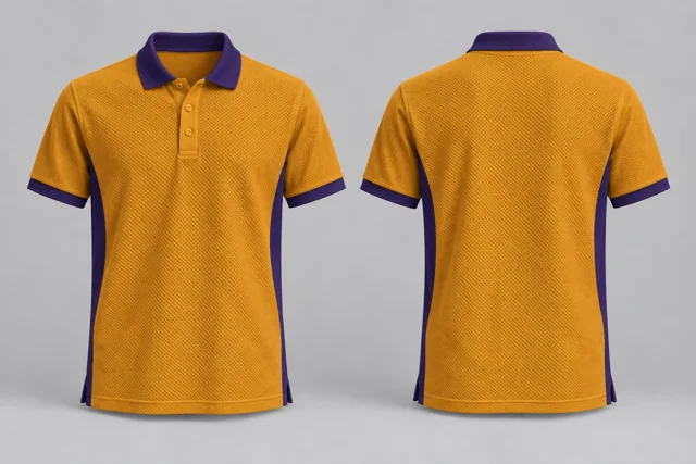 Golden Yellow / Deep Purple Two Colour honeycomb polo
