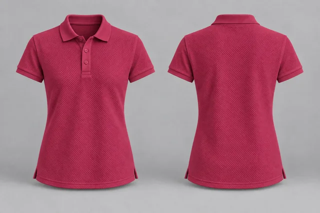 Raspberry Women Short Sleeves honeycomb polo