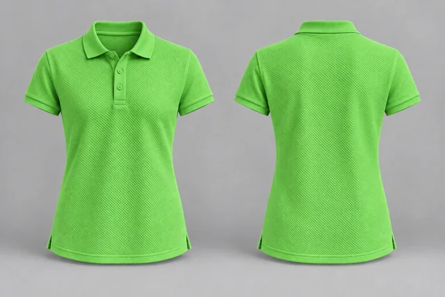 Parrot Green Women Short Sleeves honeycomb polo