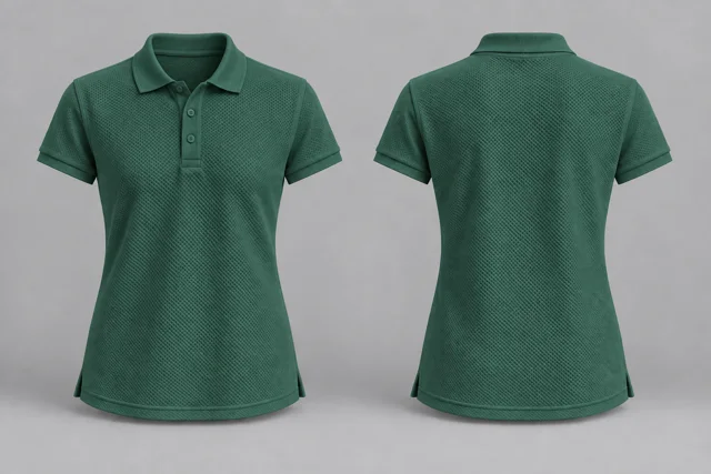 Bottle Green Women Short Sleeves honeycomb polo