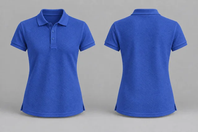 Deep Royal Blue Women Short Sleeves honeycomb polo