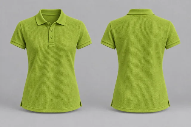 Lime Women Short Sleeves honeycomb polo
