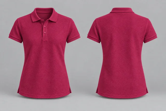 Fuchsia Women Short Sleeves honeycomb polo