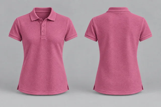 Rose Pink Women Short Sleeves honeycomb polo