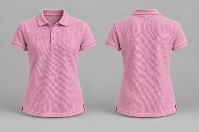 Light Pink Women Short Sleeves honeycomb polo