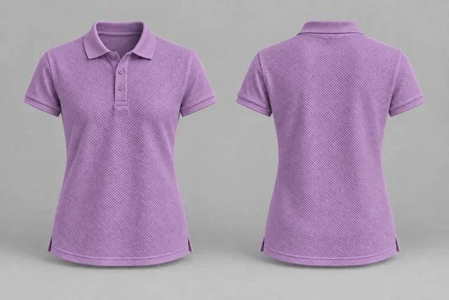Lavender Women Short Sleeves honeycomb polo