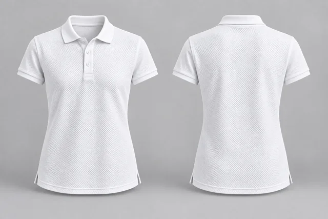 White Women Short Sleeves honeycomb polo