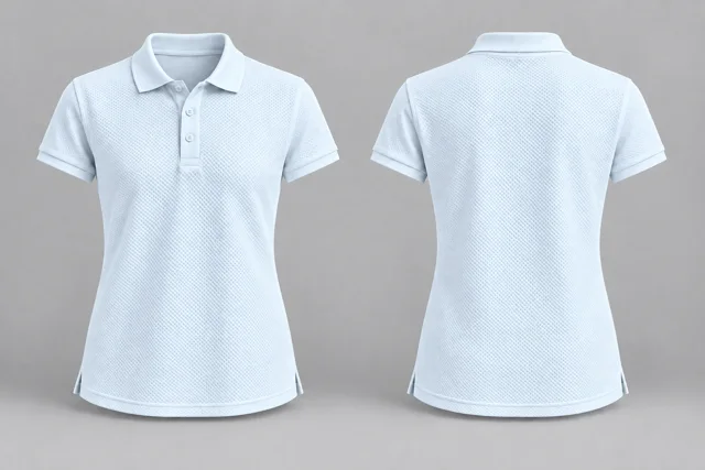 Cool White Women Short Sleeves honeycomb polo