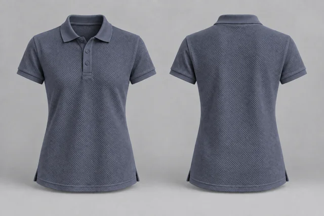 Slate Grey Women Short Sleeves honeycomb polo