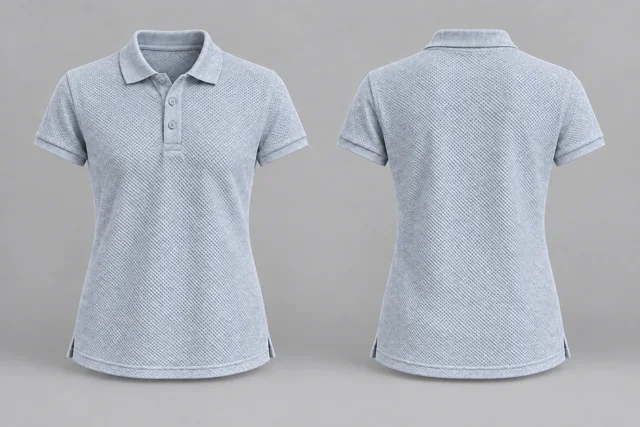 Light Grey Heather Women Short Sleeves honeycomb polo