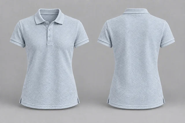 Silver Heather Women Short Sleeves honeycomb polo