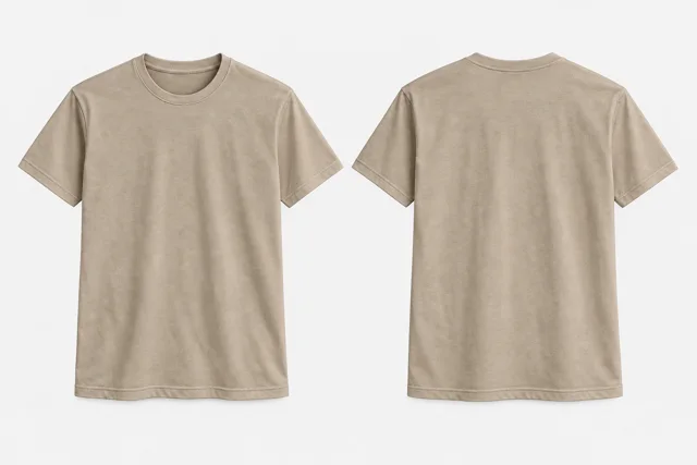 Khaki Beige Round-Neck