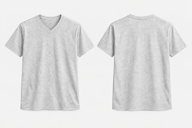 Pale Grey Melange V-Neck