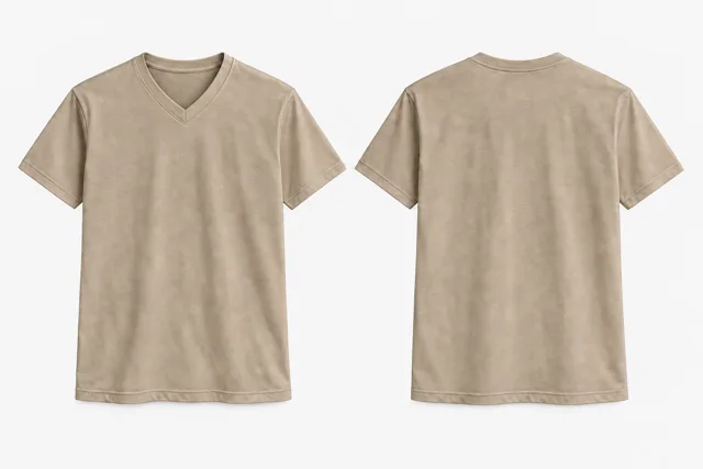 Khaki Beige V-Neck